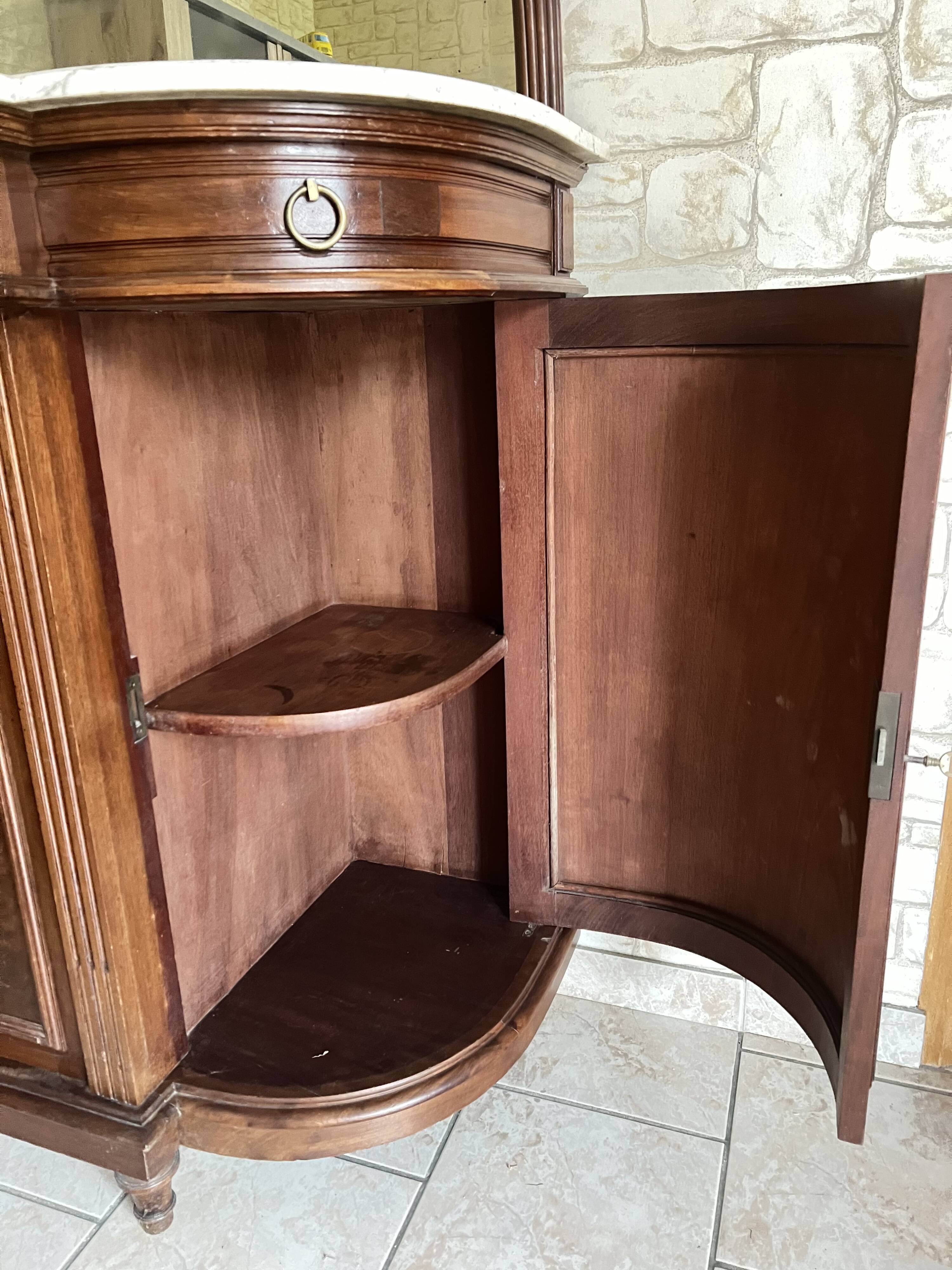 Grand meuble vintage en bois style marquetterie