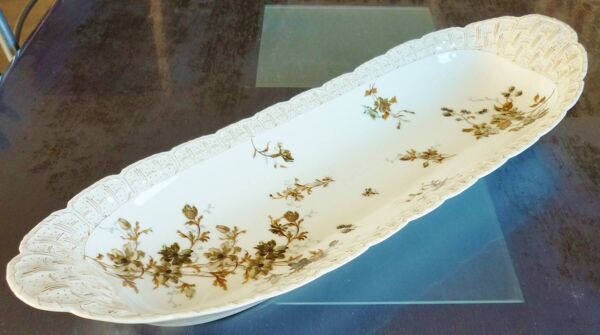 Long plat à poisson, viande, XIXème siècle, porcelaine de Limoges Haviland, 66cm