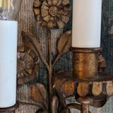 Pair of gold metal flower wall lights