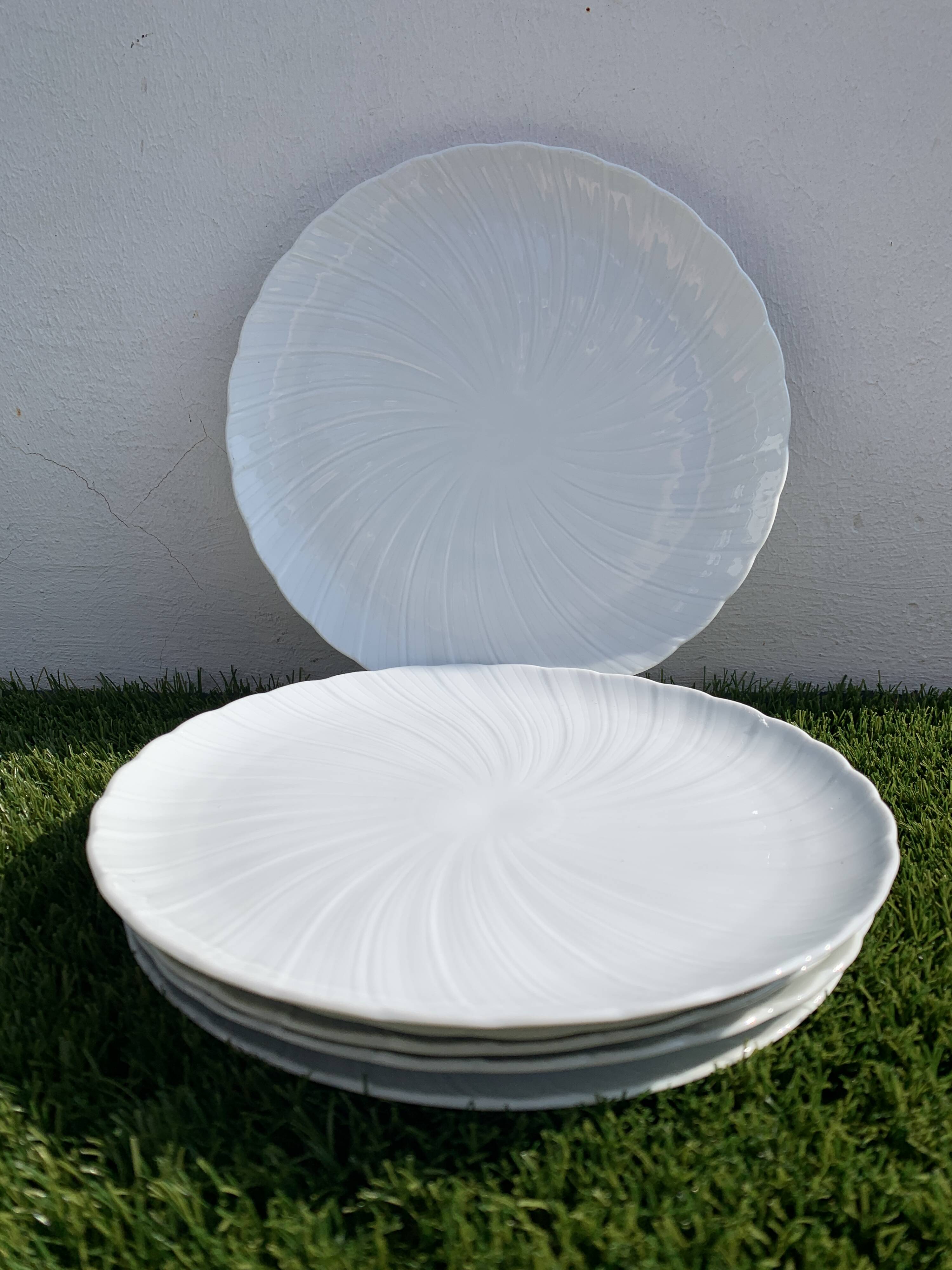 6 dessert plates in Godronnée porcelain from Limoges Bernardaud