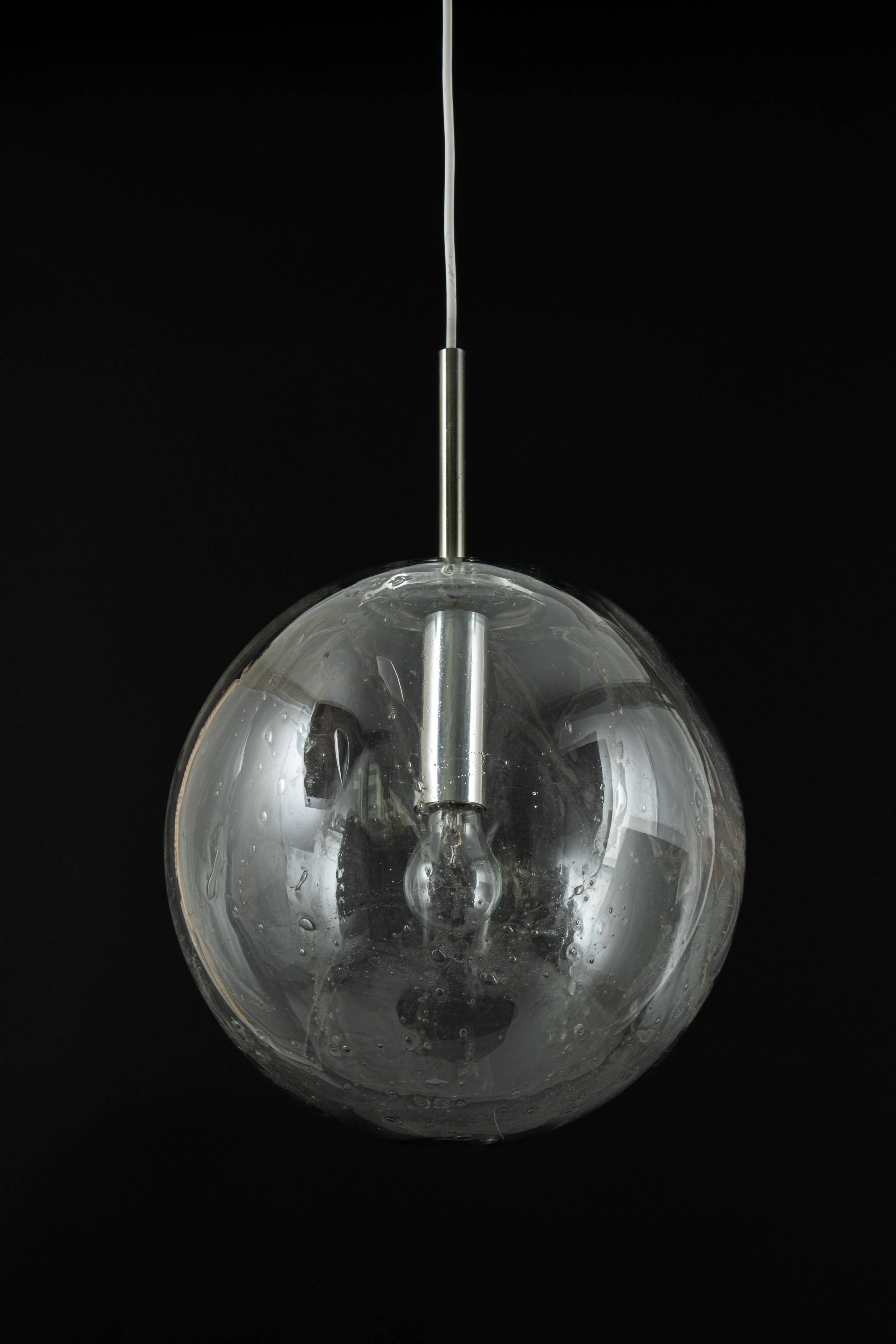 Large Murano ball pendant light by Doria, Germany, 1970s.