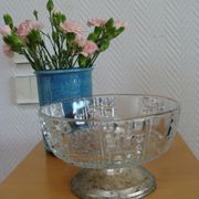 Art Deco crystal and metal fruit bowl