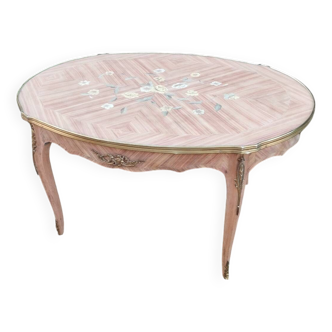 Table basse en marqueterie style louis xv