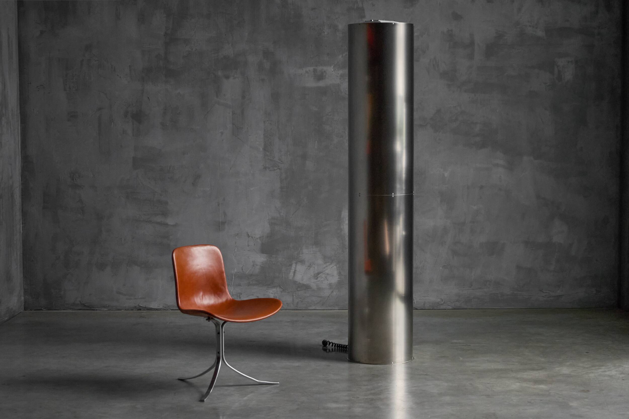 Monumental stainless-steel uplighters by Targetti, Italy, 1970s