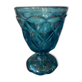 Turquoise molded glass foot glass