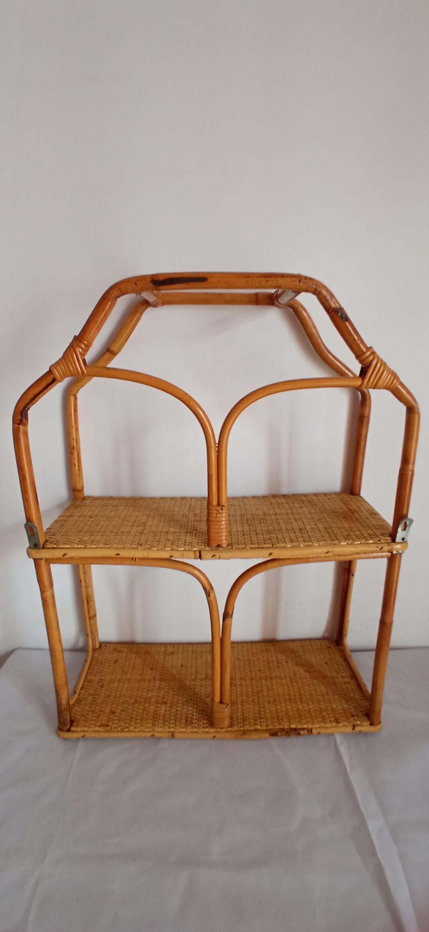 Rattan and bamboo shelf