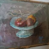 Nature morte, peinture à l'huile sur isorel osman lorenzo de scolari (1908-1988)