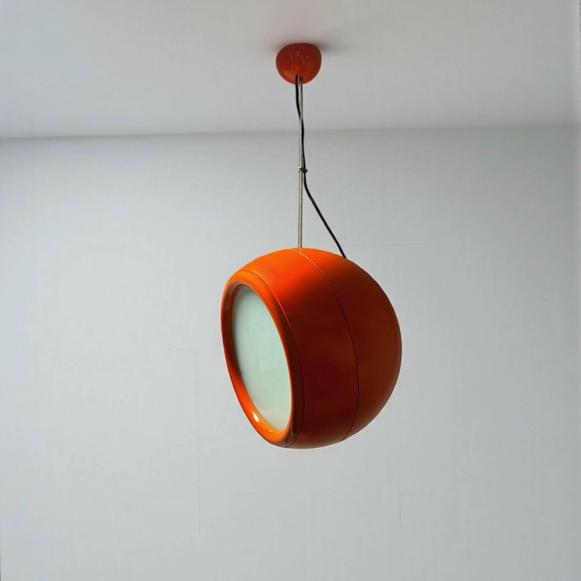 Orange Pallade Hanging Lamp by Artemide Space Age Design Icon