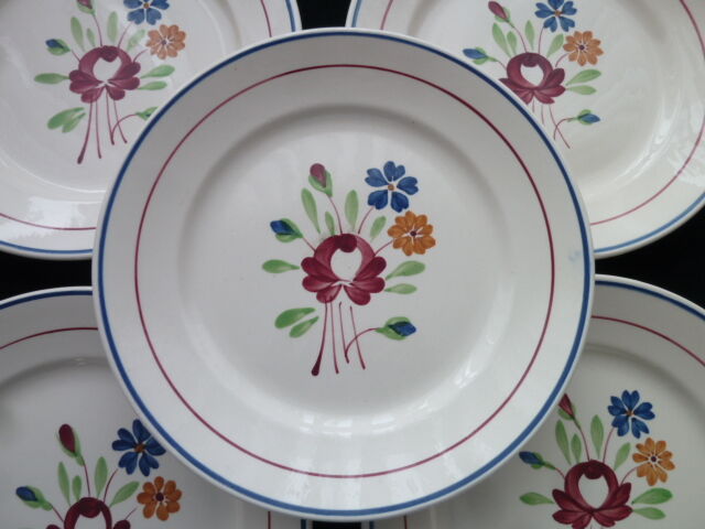 Set de 5 assiettes plates en faïence de Lunéville KG  Modèle Chantilly