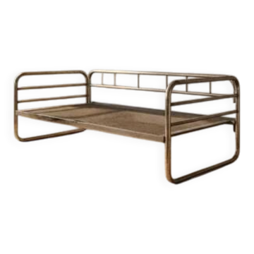 Vintage chrome tubular steel daybed frame, mid-20th century, Czechoslovakia, 190 × 86 × 67 cm