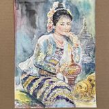 Portrait, signed watercolor