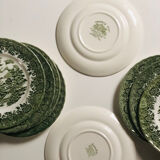 Set of 9 vintage W H Grindley plates – Country Style pattern (green)