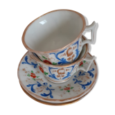 Duo of porcelain cups from 19th century Paris and hand-painted