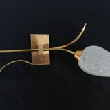 Golden wall lamp in brass and vintage glass 1950