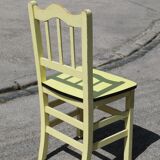 Formica and yellow wood chair