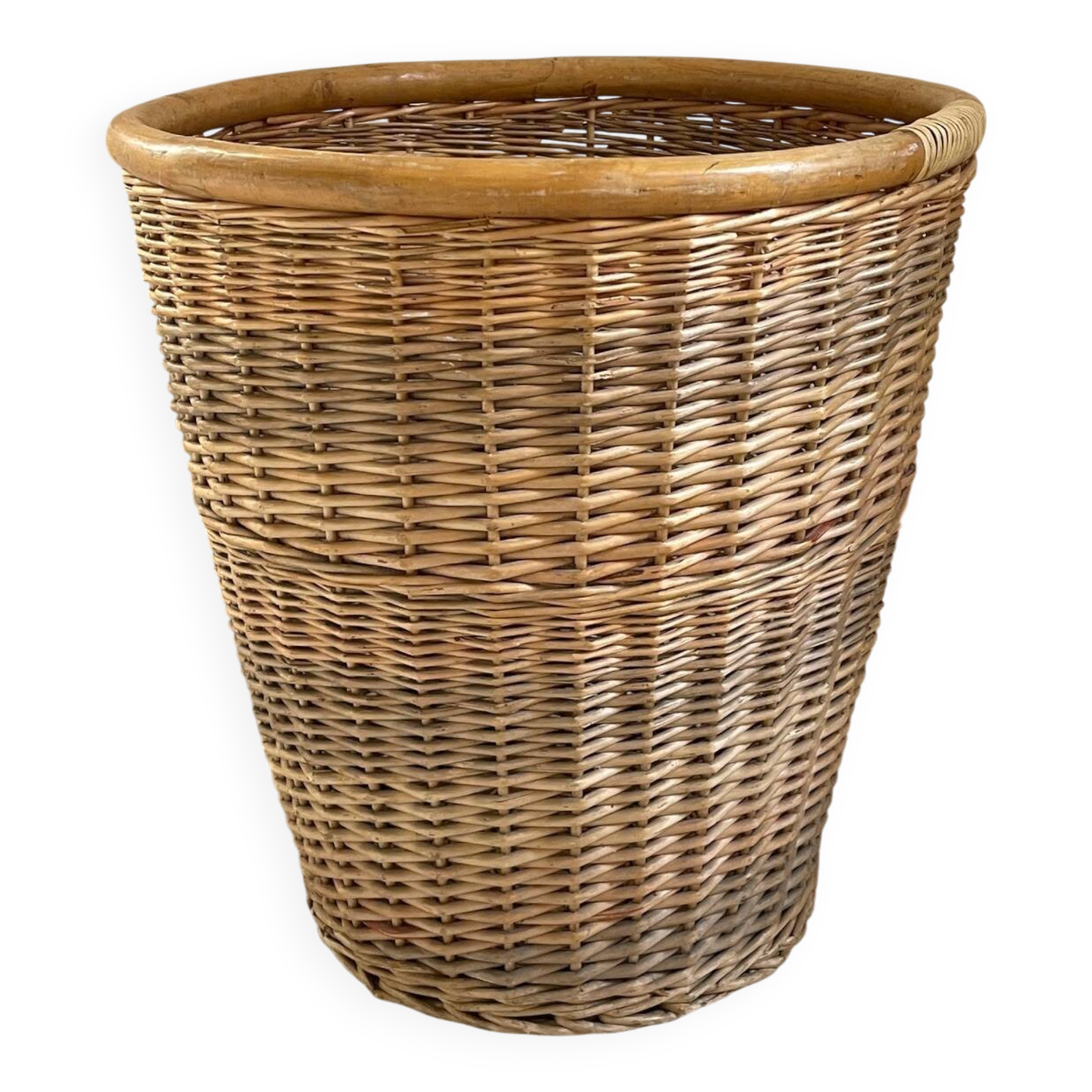 Large VINTAGE WICKER BASKET Wood