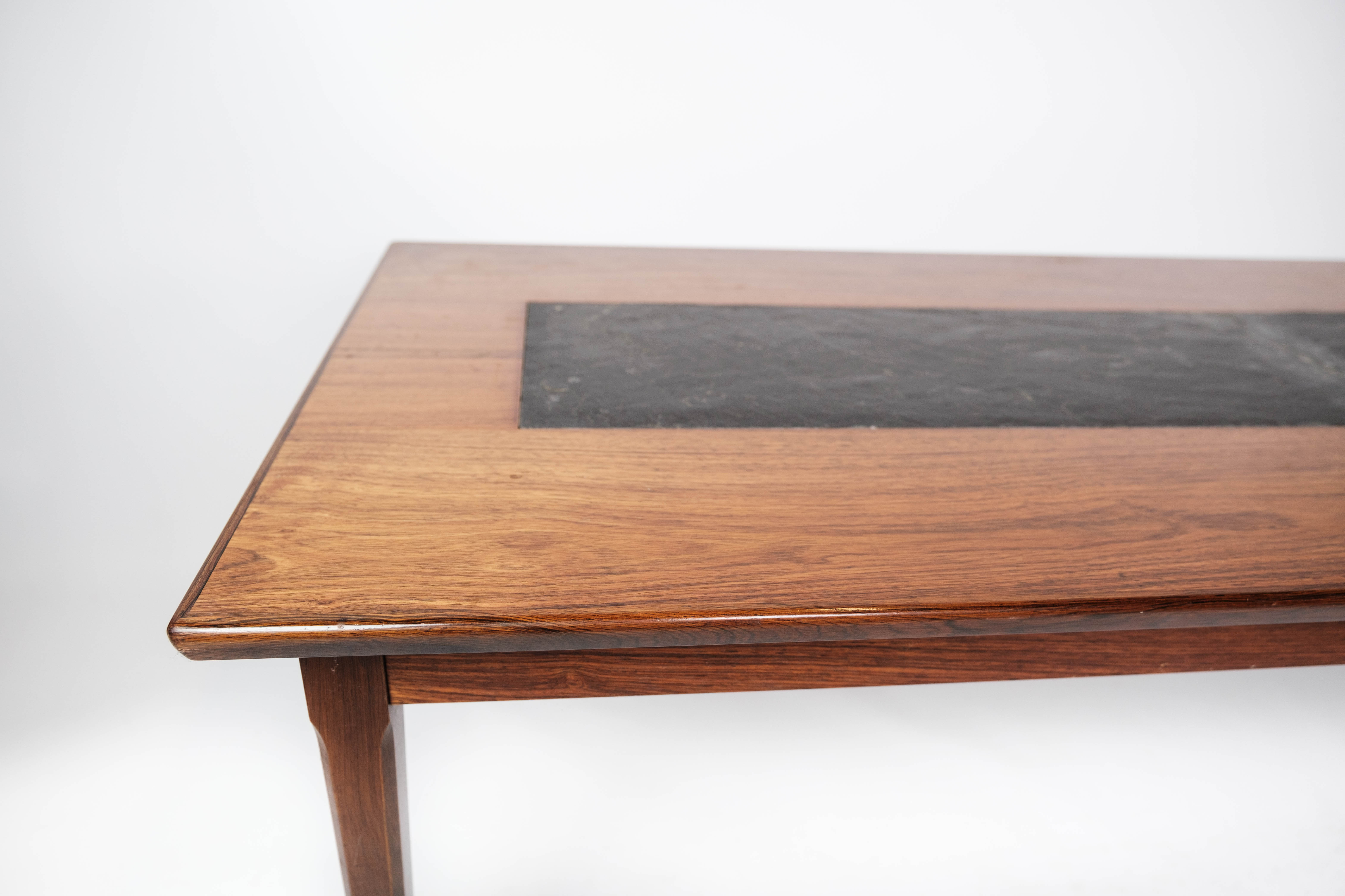 Coffee table in rosewood and black slate of Danish design, 1960s