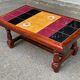 Solid wood and multicoloured ceramic coffee table from the 1970s.