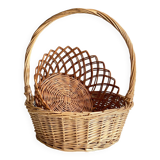Set of 2 vintage rattan baskets