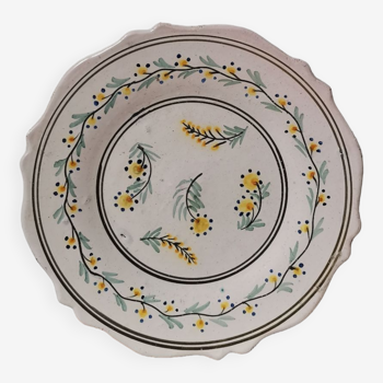 Vintage ceramic plate hand painted flower pattern