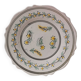 Assiette vintage céramique motif fleur peint main