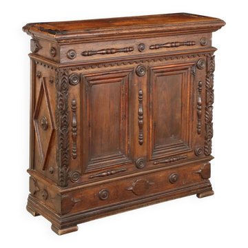Ancient baroque chest in walnut and chestnut, Italy, 18th century