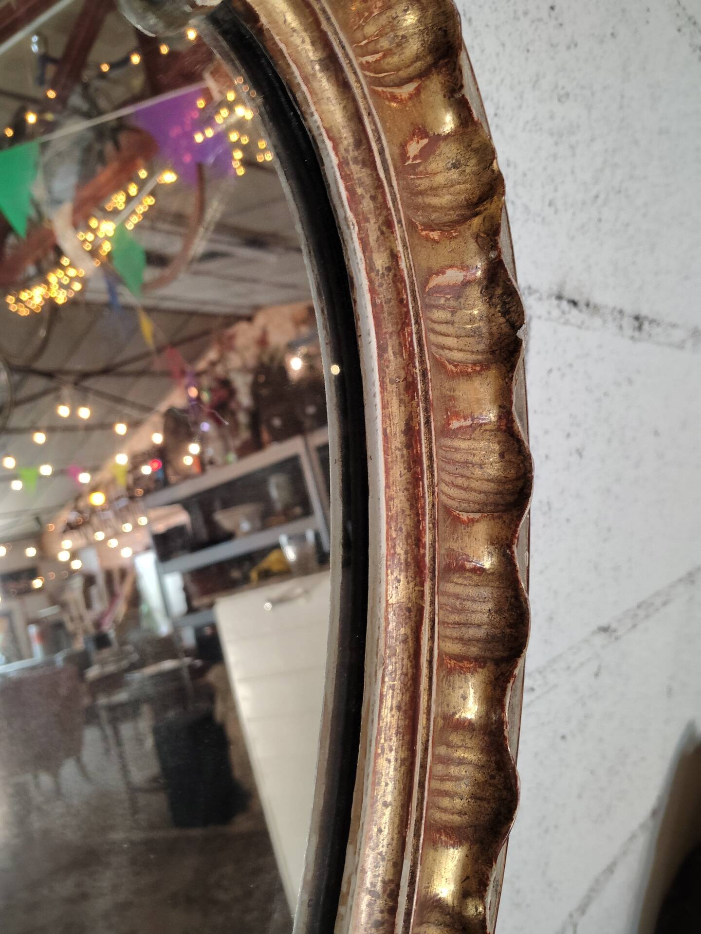 Rococo Style Mirror in Gilded Wood with Sculpted Pediment