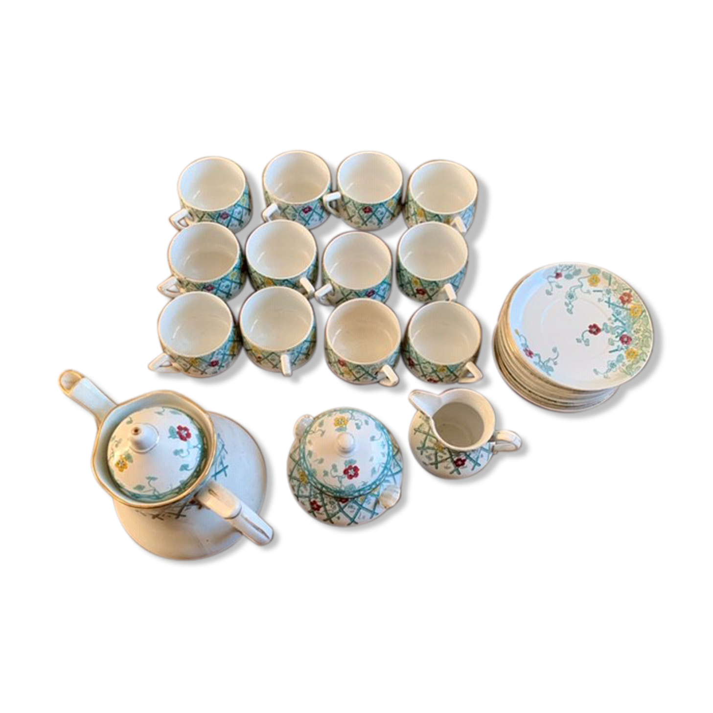Coffee service or porcelain tea from Sarreguemines, 26 pieces