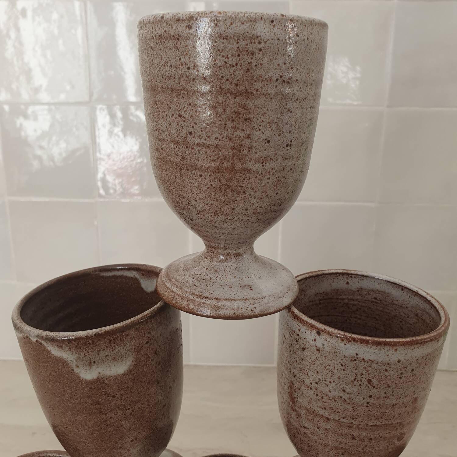 Signed stoneware cups or Mazagran