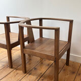 Pair of solid wood armchairs