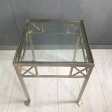 Table d'Appoint Vintage en Verre et Fonte