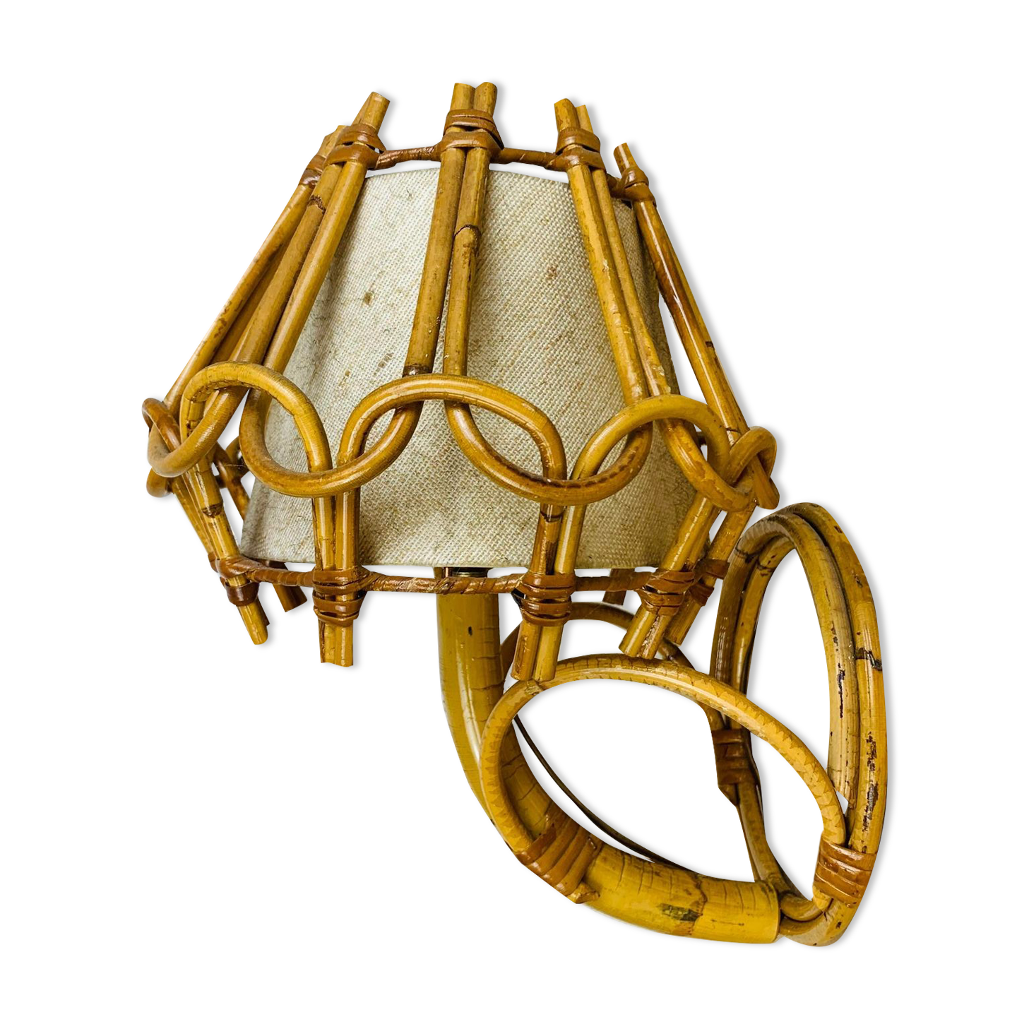Rattan wall lamp 50s chic jungle style, Sognot