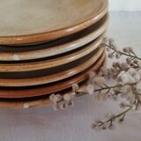 Lot de 6 assiettes plates en grès estampillées Vallauris