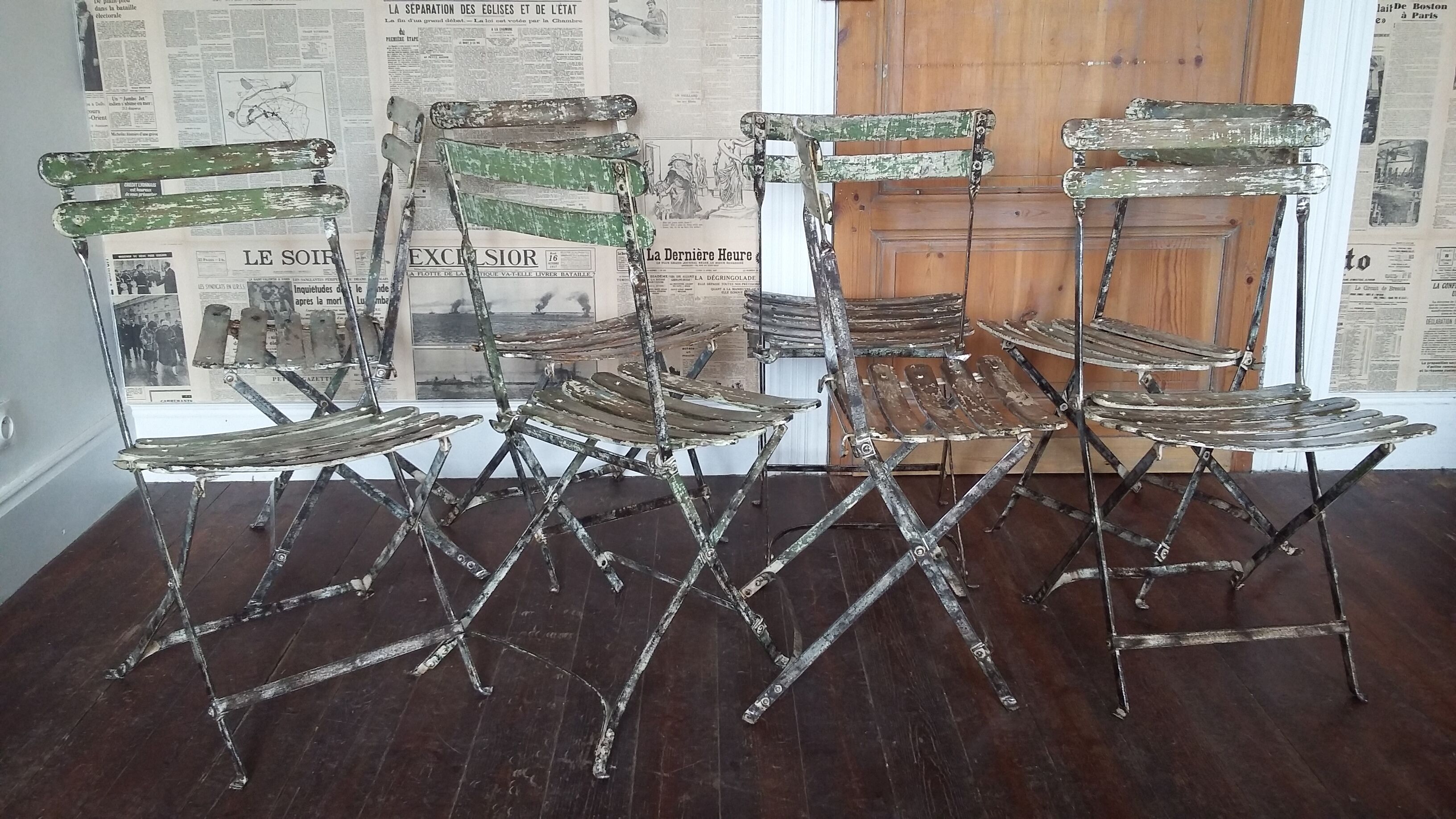 Set of 8 folding bistro / garden chairs fermob 1950
