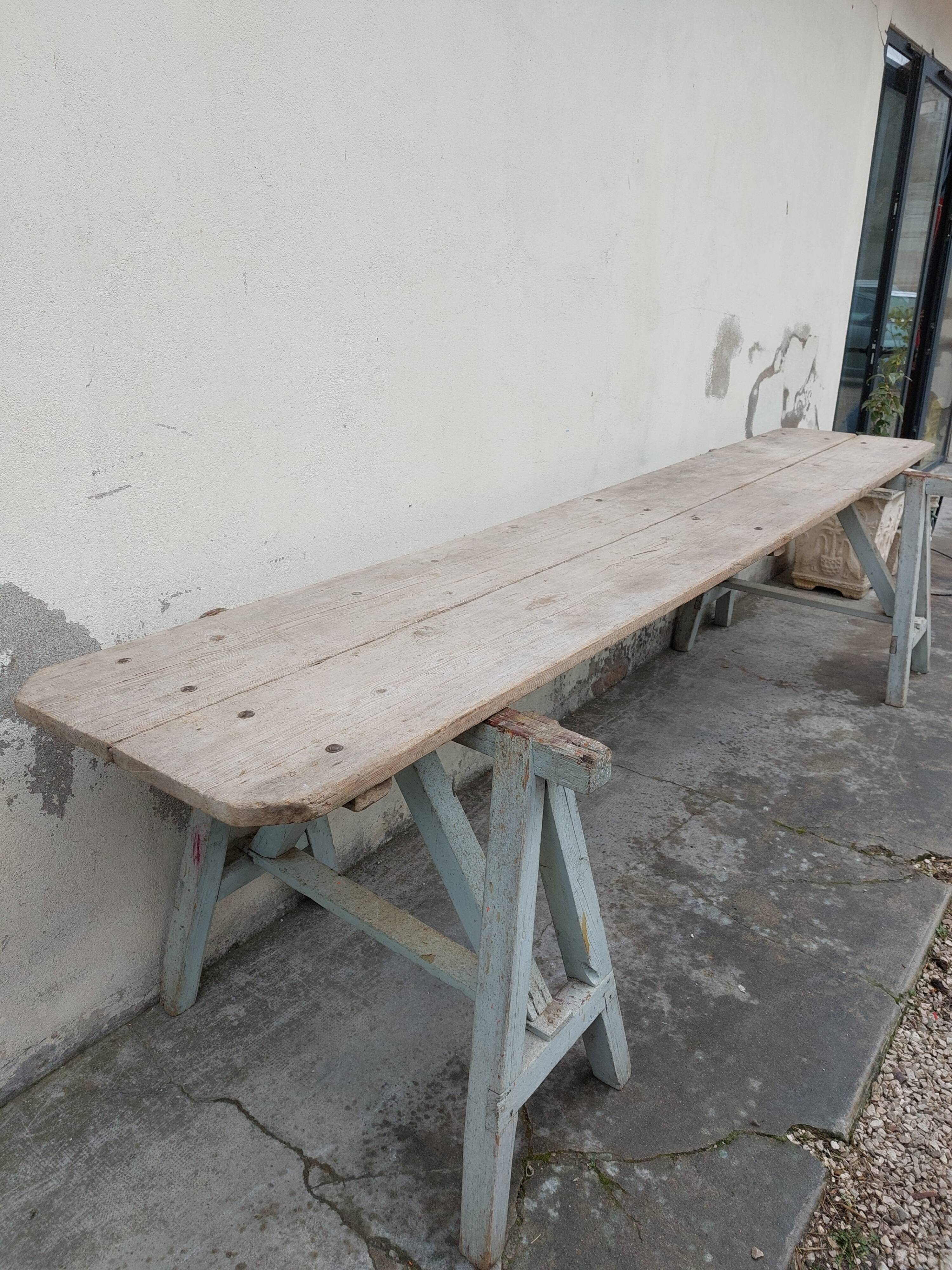 Workshop table in old wood 1950 -3m50