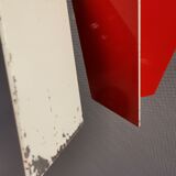 Danish hanging lamp model "Cocktail" consisting of 12 red/white aluminium slats