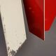 Danish hanging lamp model "Cocktail" consisting of 12 red/white aluminium slats