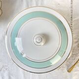 Vintage white and green porcelain tureen, Luneville, Epinay, France, 1950s