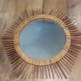 Vintage rattan sun mirror 60s