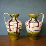 Pair of vintage ceramic vase U-Keramik 1505/20 West Germany, vase with handle, collection, pottery