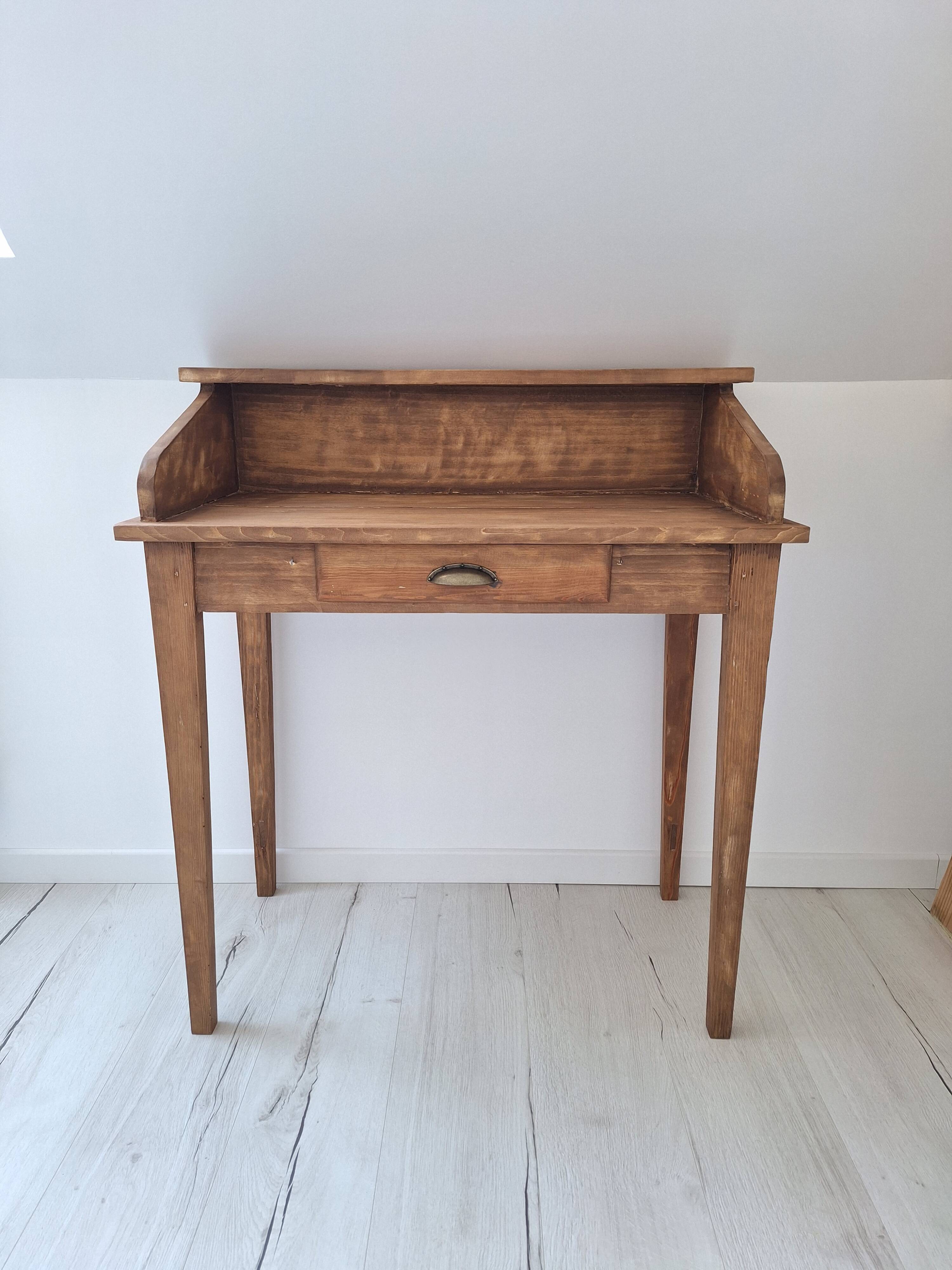 Solid wood tiered desk in a country style