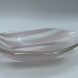 GLASS CUT MURANO VENICE FREE FORM STRIPES WHITE PINK 1960