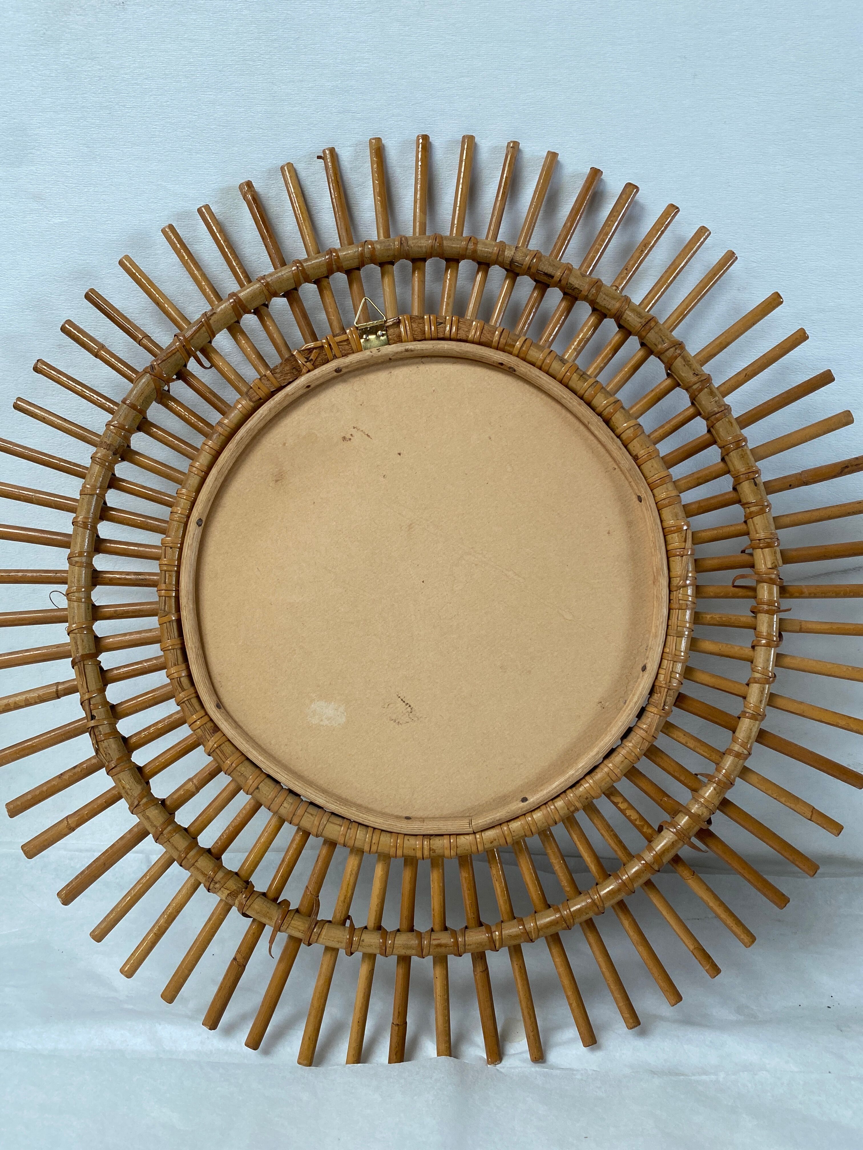 Vintage rattan sun mirror 48cm