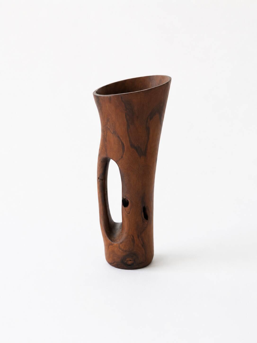 Sculptural modernist pitcher / vase made from solid monoxyle wood, Alexandr style.