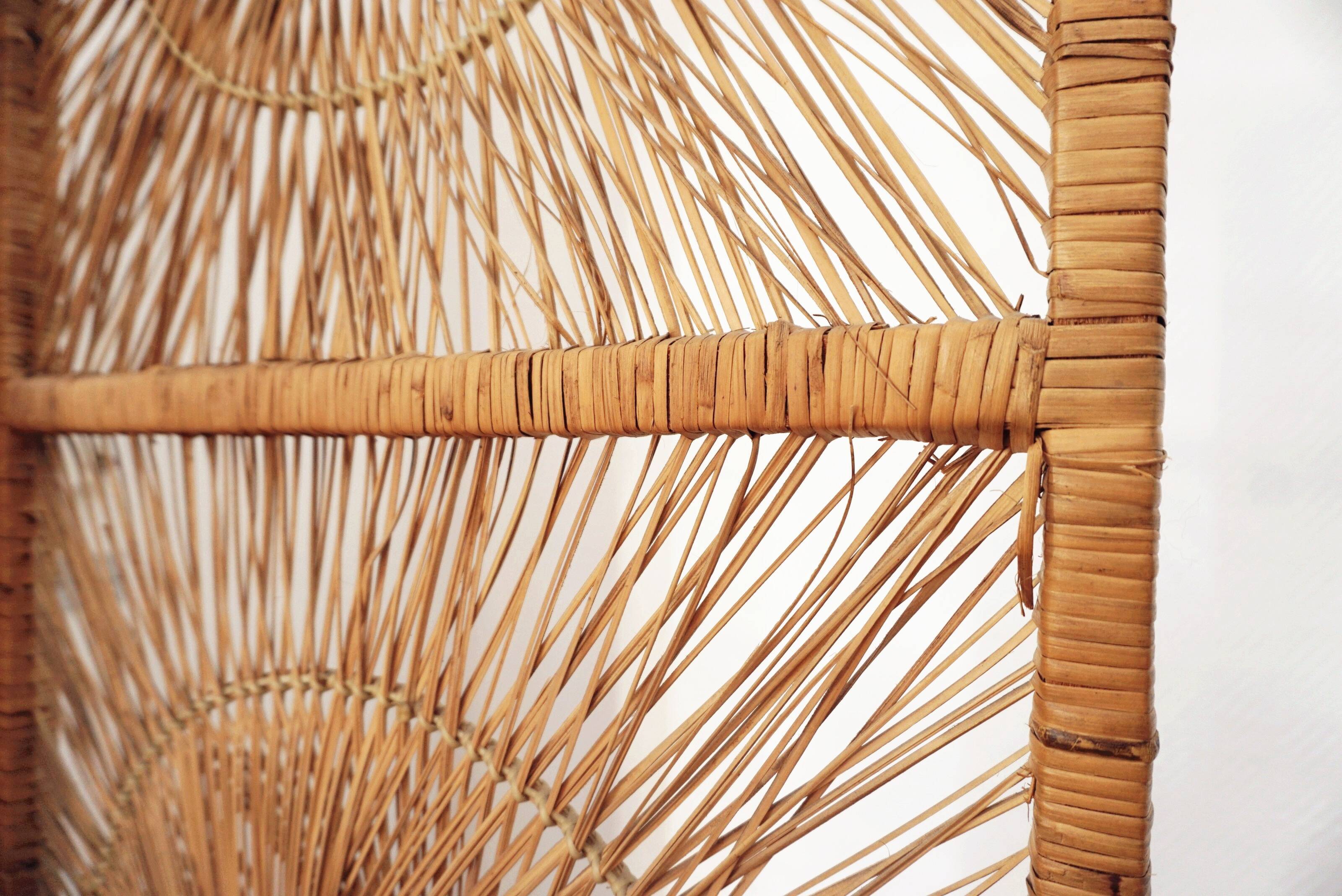Peacock rattan screen