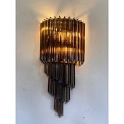 Set of Two Venetian Fumè "Quadriedro" Murano Glass Wall Sconces