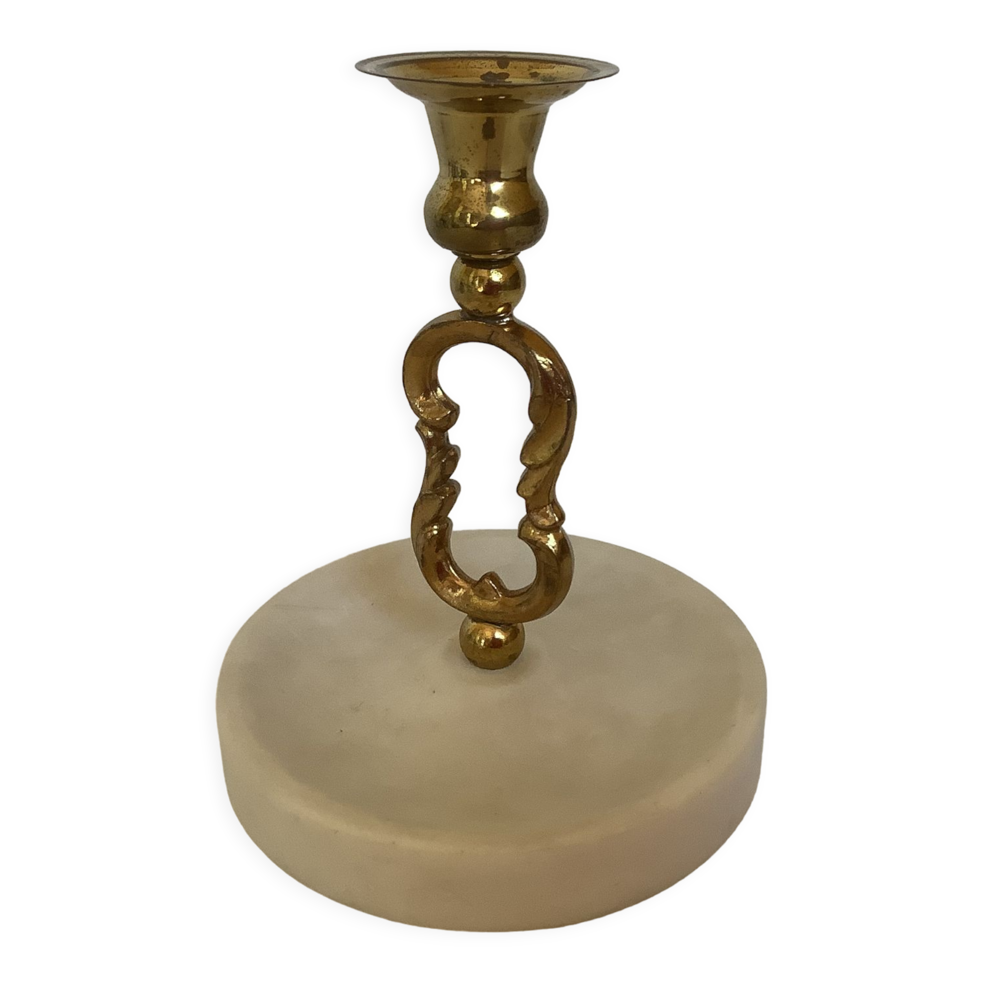 Metal and stone candle holder