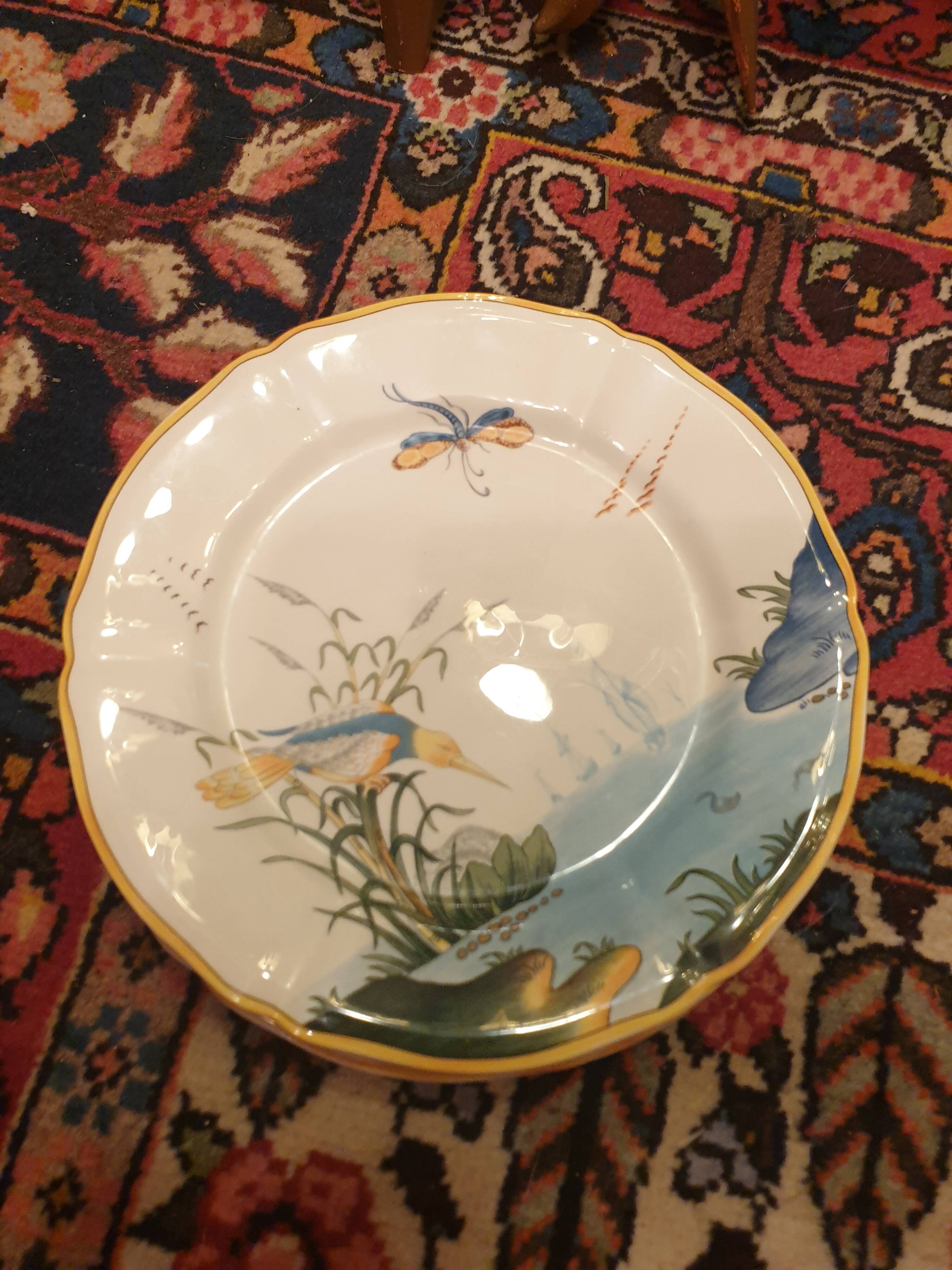 6 Dessert plates Gien France Caribbean