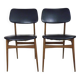 Pair of Scandinavian chairs in beech wood and skai from the 50s