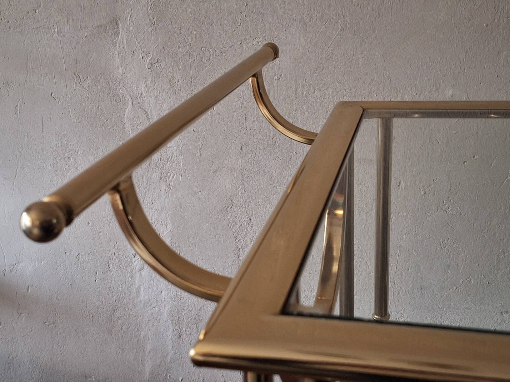 Hollywood Regency gilt brass bar cart drinks trolley, 1970s